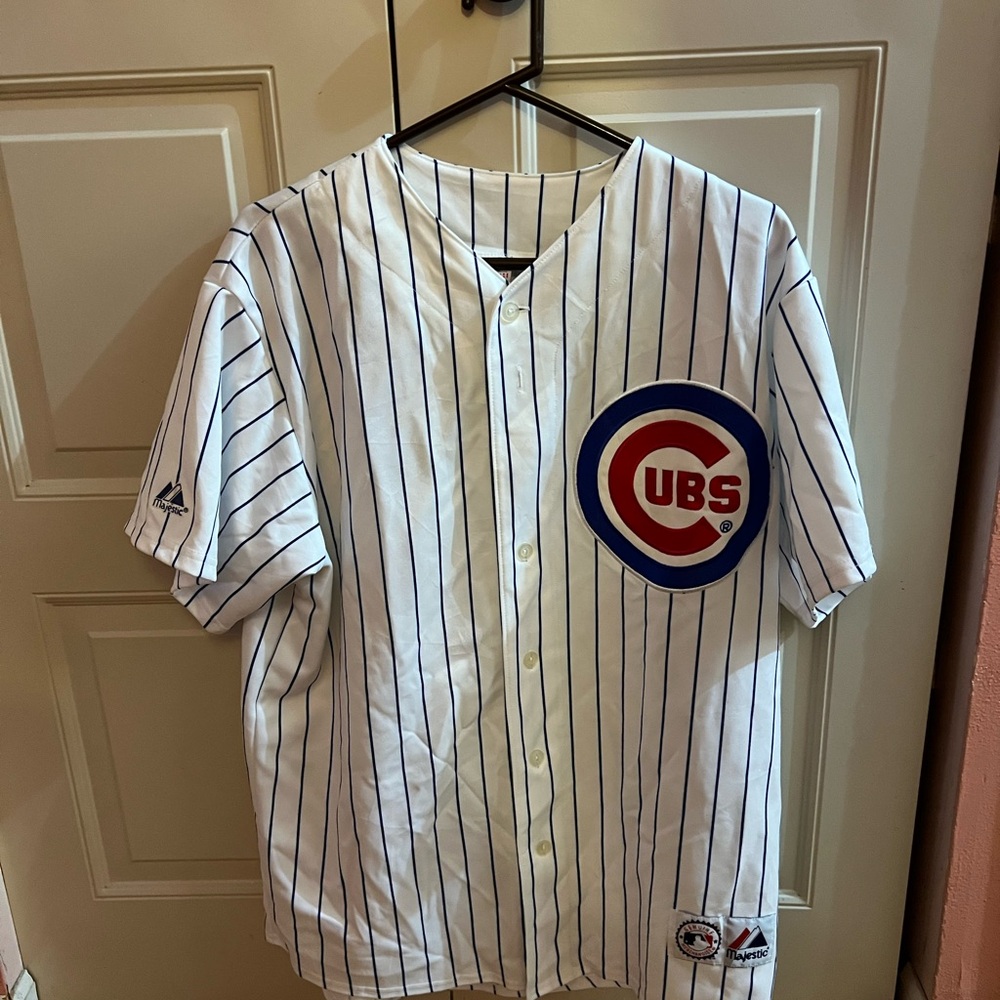 Majestic Navy and White Pinstripe Jersey
